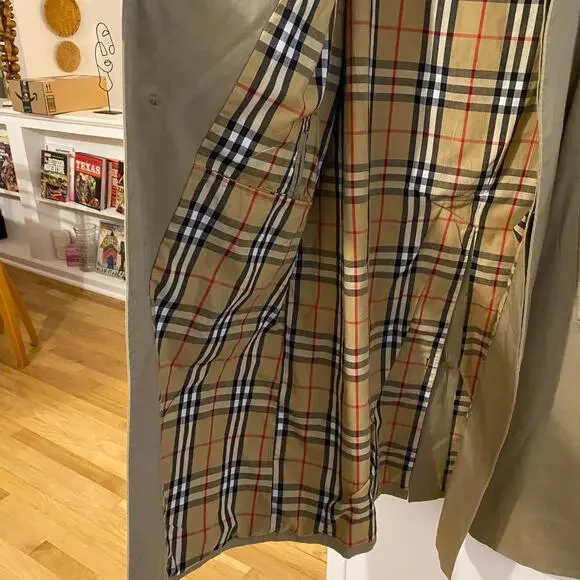 Burberry Beige Classic Trench Coat Vintage Jacket Full Novacheck Lining Cotton - Picture 4 of 12